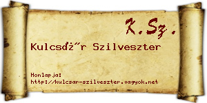 Kulcsár Szilveszter névjegykártya